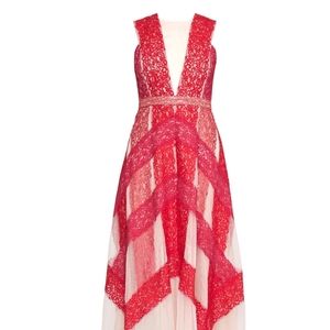 bcbg floral lace handkerchief dress